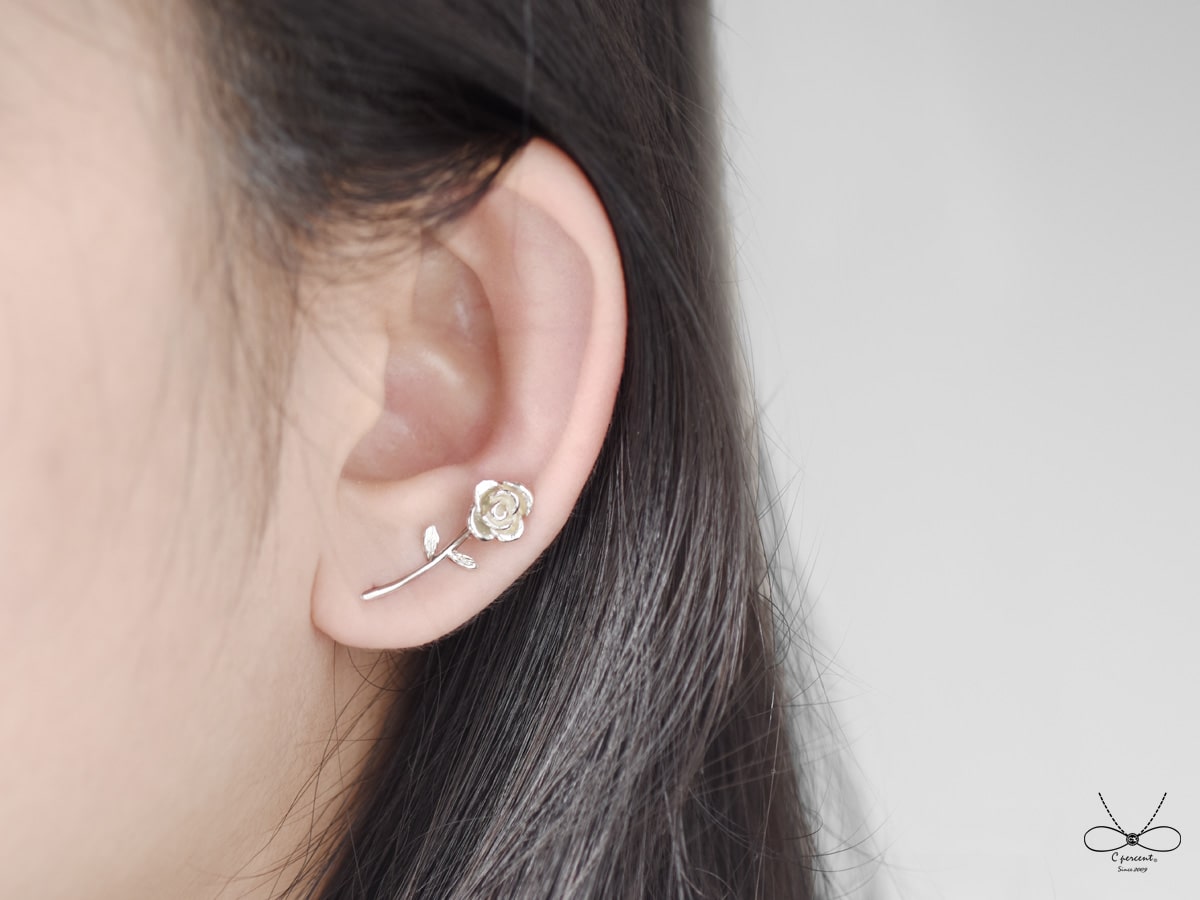 小玫瑰 - 耳朵上的小清新 | 純銀耳環 手工銀飾 情人節禮物 - 飾品圖片第5張