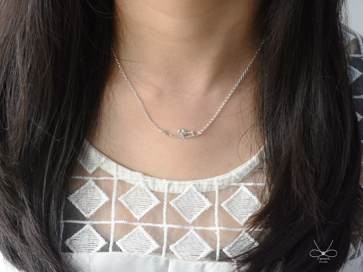 樹上小鳥 - 鎖骨間的小清新 | 純銀項鍊 女款 細鍊 手工銀飾  - 飾品圖片第3張