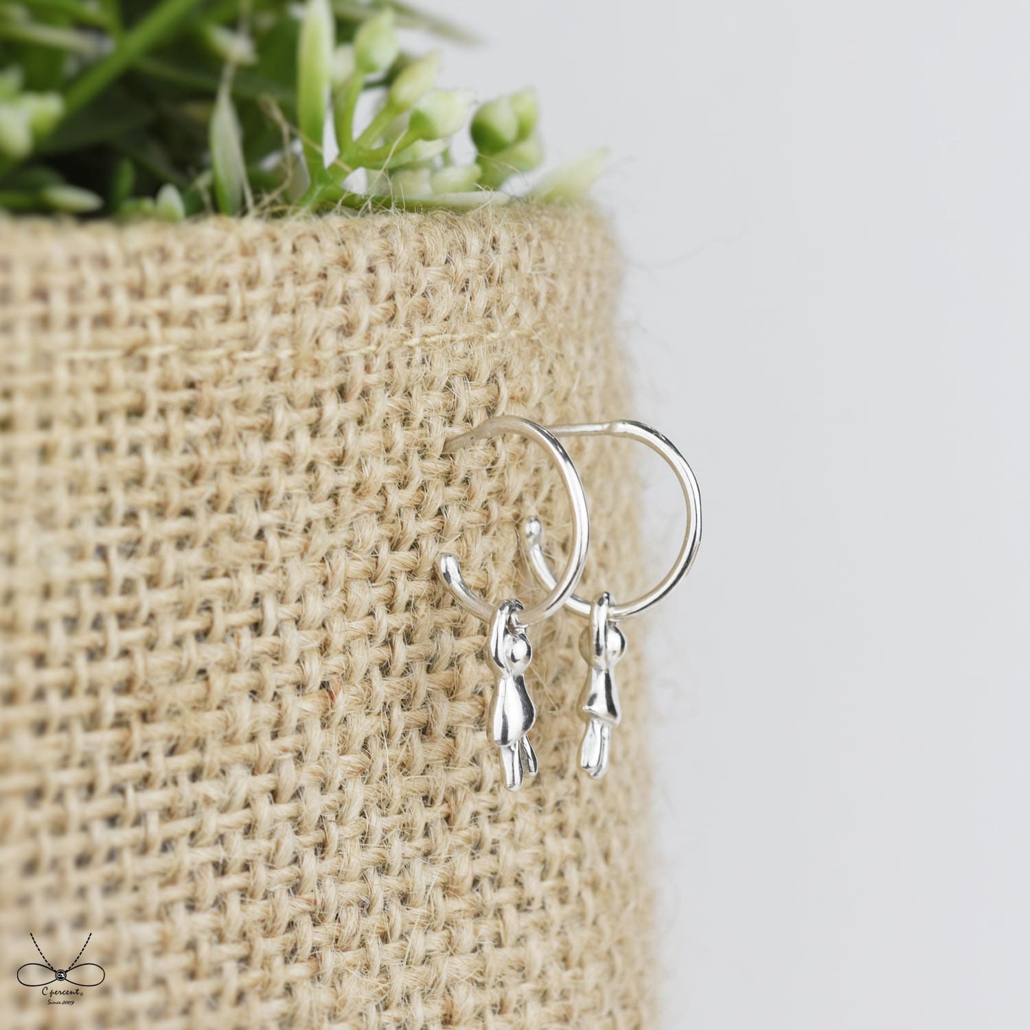 小人降落 | 垂墜耳環 2件式 925純銀 圈式耳環 - 飾品圖片第2張