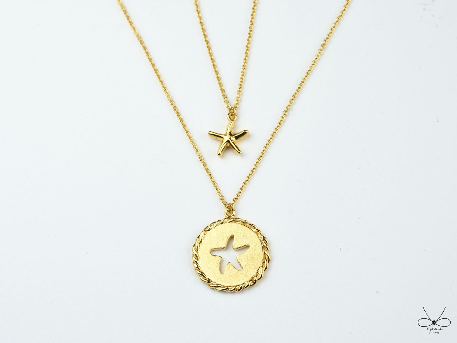 海星 - 美人魚公主系列 (鍍K金項鍊 雙層項鍊) - 飾品圖片第2張