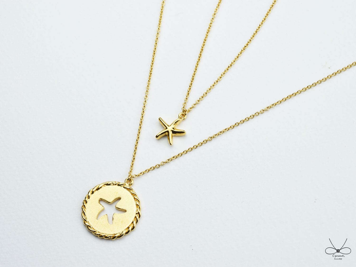 海星 - 美人魚公主系列 (鍍K金項鍊 雙層項鍊) - 飾品圖片第1張