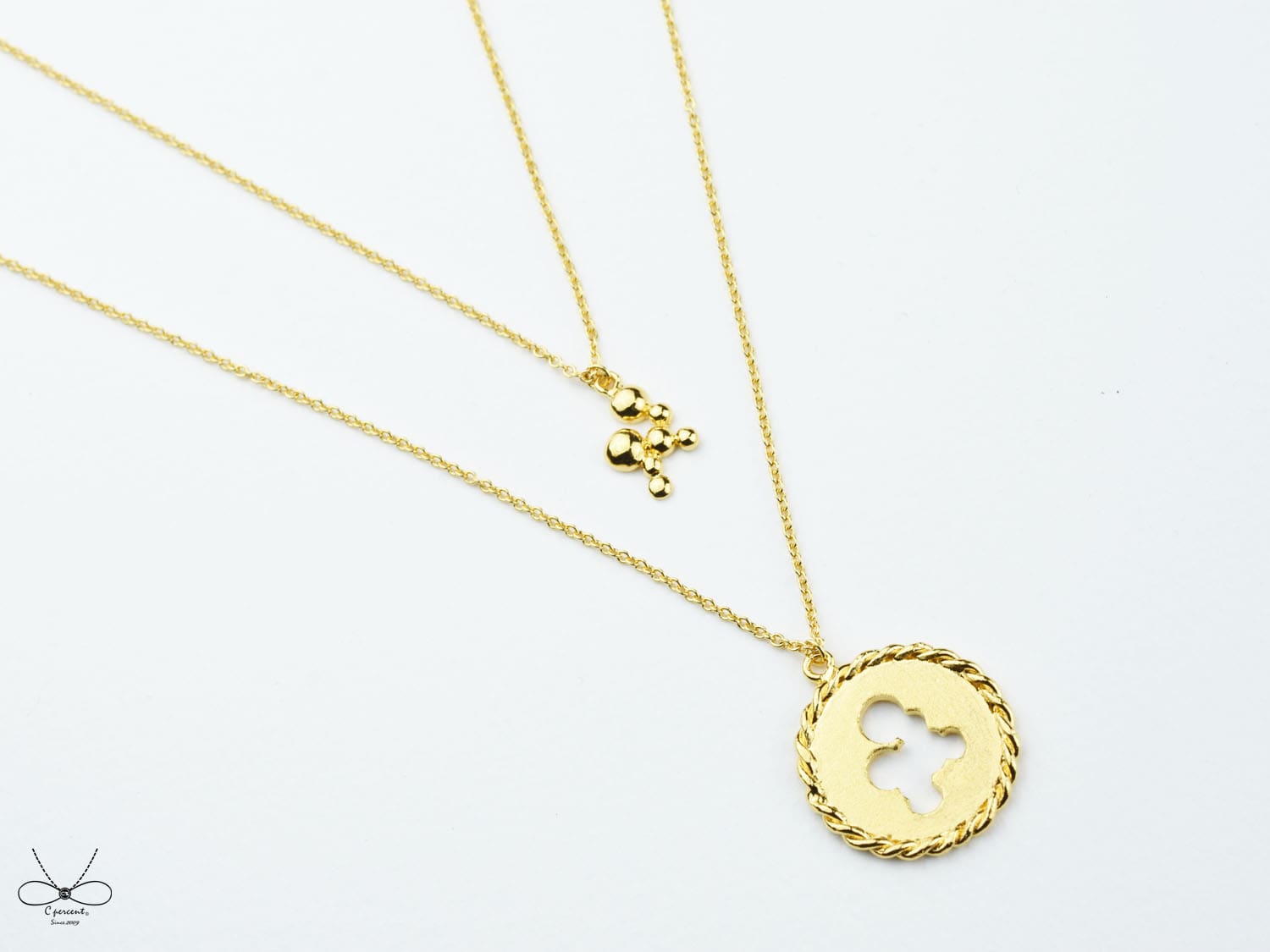 泡泡 - 美人魚公主系列 (鍍K金項鍊 雙層項鍊) - 飾品圖片第1張