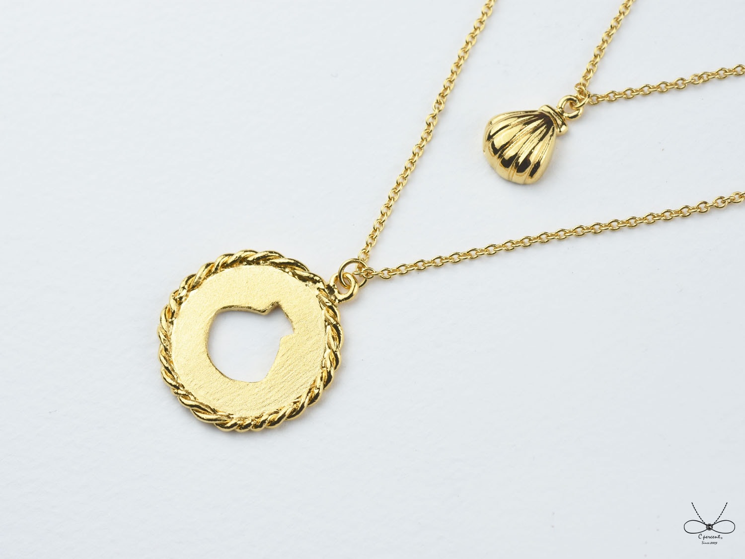 貝殼 - 美人魚公主系列 (鍍K金項鍊 雙層項鍊) - 飾品圖片第2張