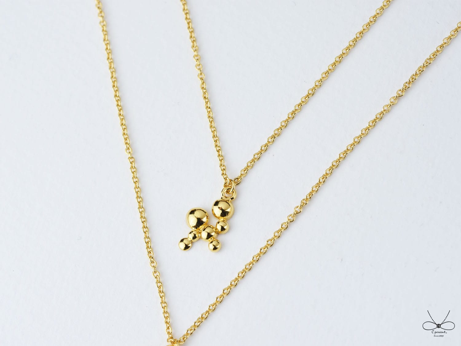 泡泡 - 美人魚公主系列 (鍍K金項鍊 雙層項鍊) - 飾品圖片第2張