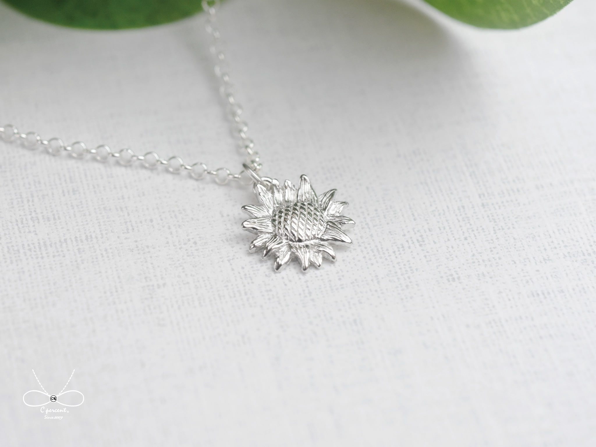 向日葵 | 純銀項鍊 細項鍊 森林系 立體花朵 手工銀飾 - 飾品圖片第3張