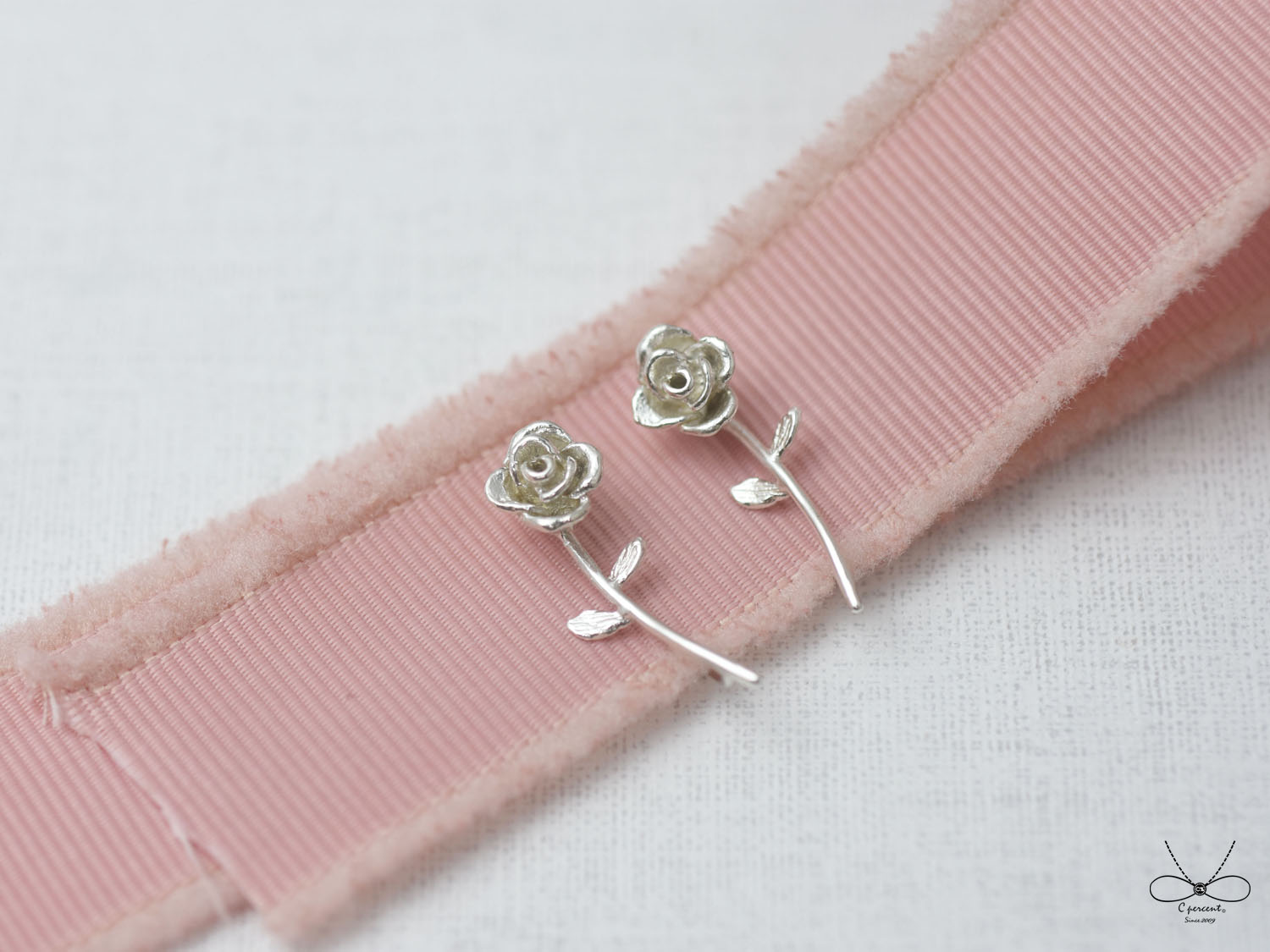 小玫瑰 - 耳朵上的小清新 | 純銀耳環 手工銀飾 情人節禮物 - 飾品圖片第2張