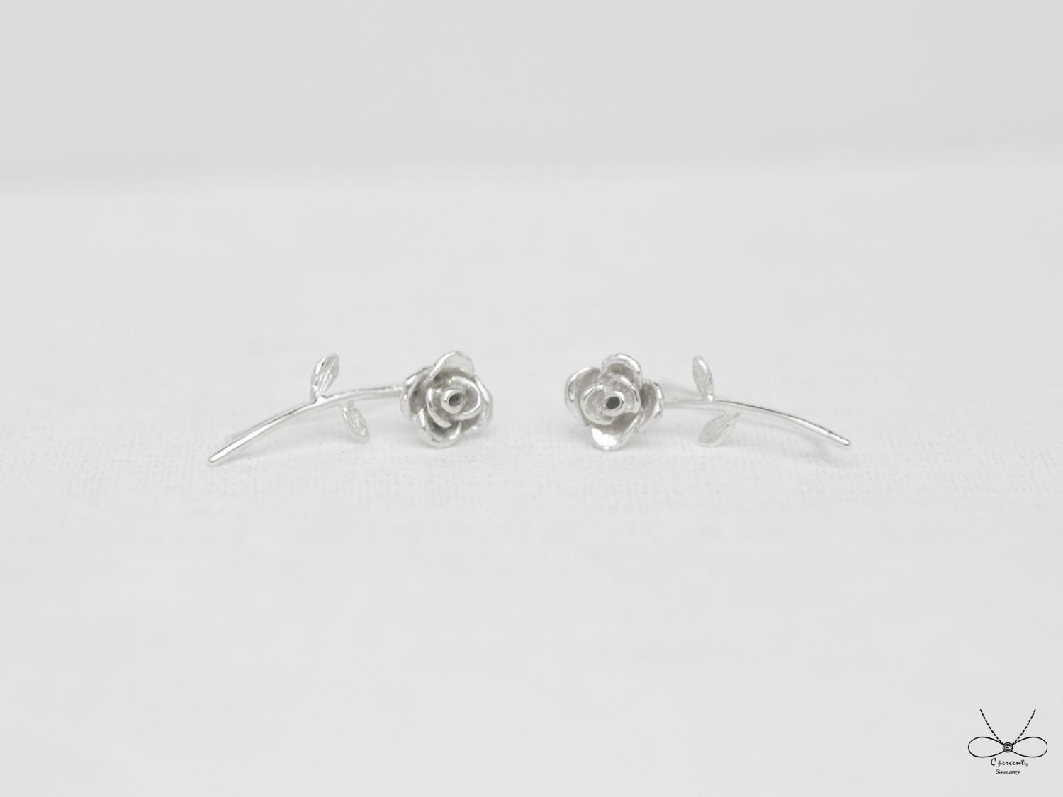 小玫瑰 - 耳朵上的小清新 | 純銀耳環 手工銀飾 情人節禮物 - 飾品圖片第3張