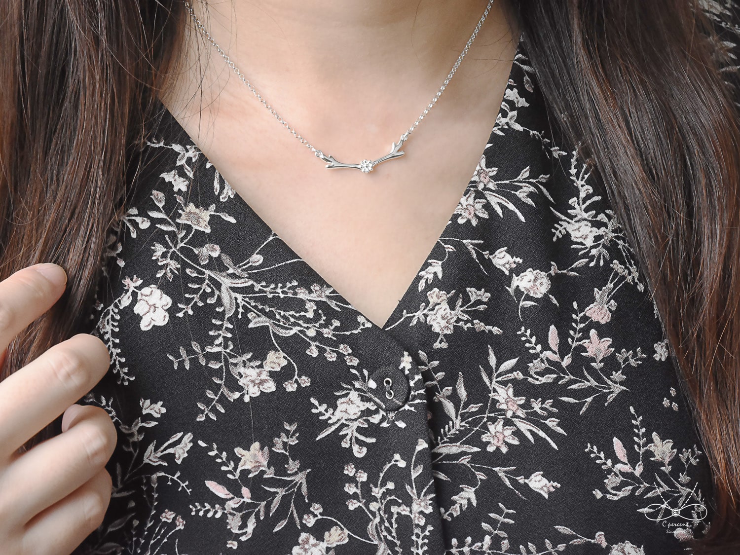 花鹿角 | 細項鍊 925純銀 立體 手工銀飾 情人禮物 - 飾品圖片第5張