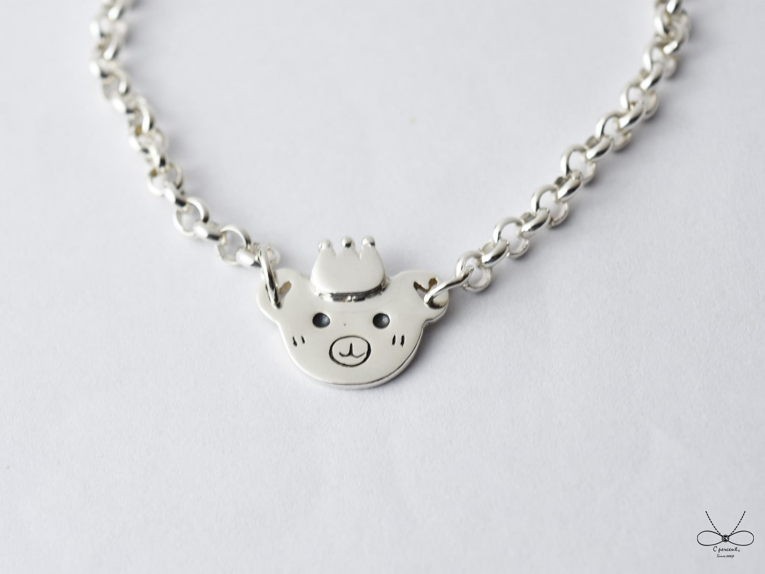 熊熊 - 小朋友手鍊 | 925純銀 寶寶週歲禮 可愛動物 手工銀飾 - 飾品圖片第2張