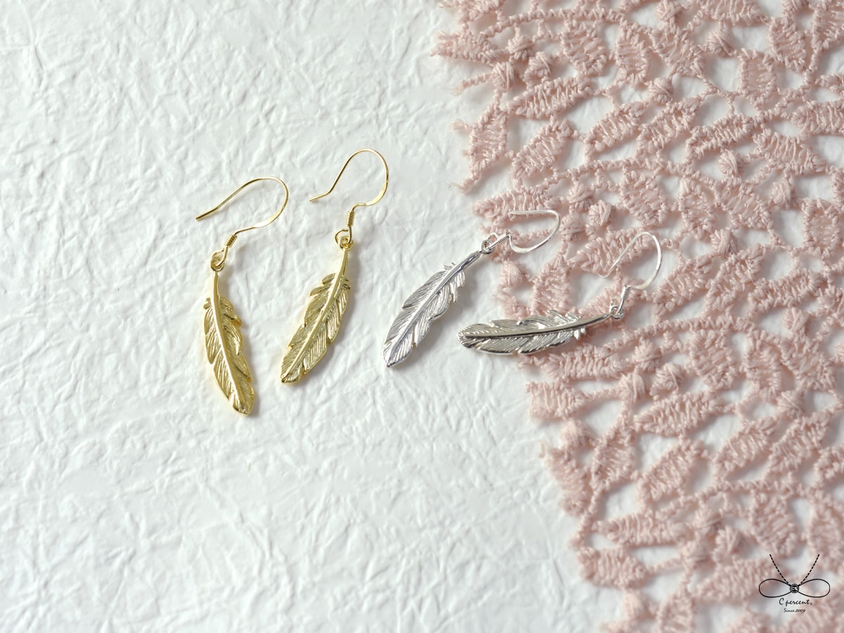 羽毛 | 垂墜耳環 925純銀 女款 手工銀飾 - 飾品圖片第5張