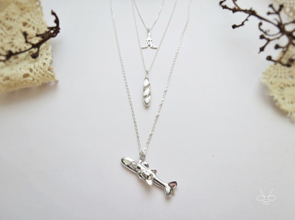 旅行去法國-3條多層次項鍊 (925純銀項鍊、銀飾) - 飾品圖片第1張