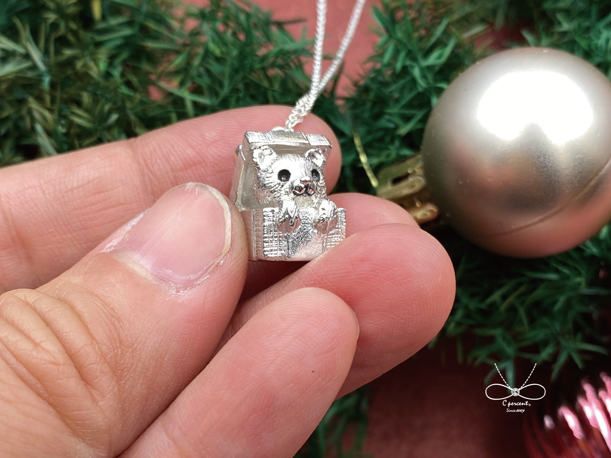 小熊聖誕禮物 | 純銀項鍊 925純銀 立體動物 情人禮物 聖誕禮物 - 飾品圖片第3張