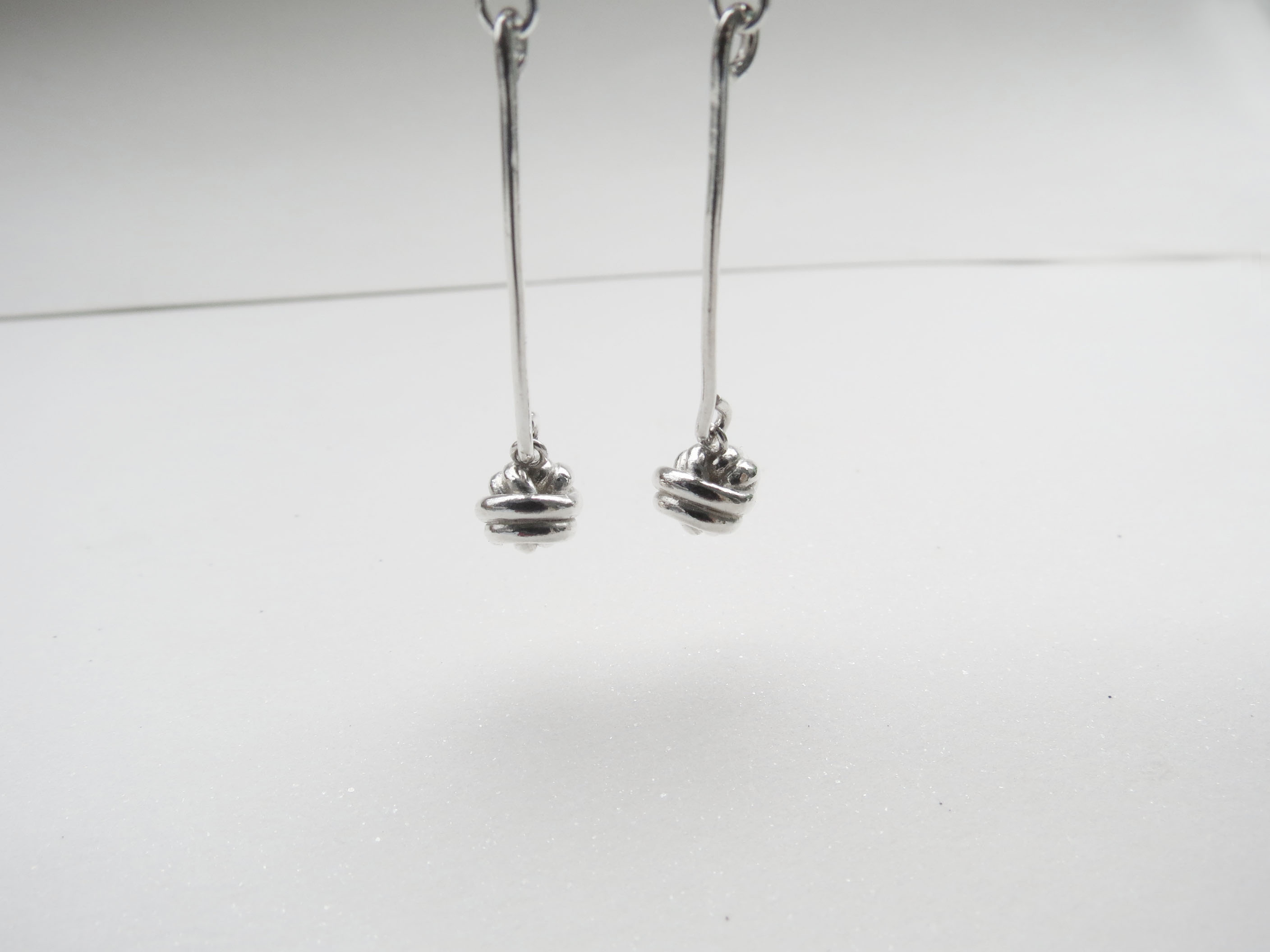 小結球 長款 | 925純銀 垂墜耳環 手工銀飾 - 飾品圖片第3張