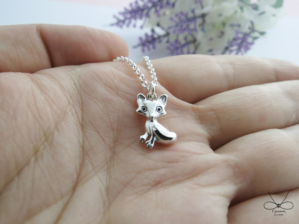 小狐狸 | 立體項鍊 925純銀 細項鍊 可愛動物 手工銀飾 - 飾品圖片第3張