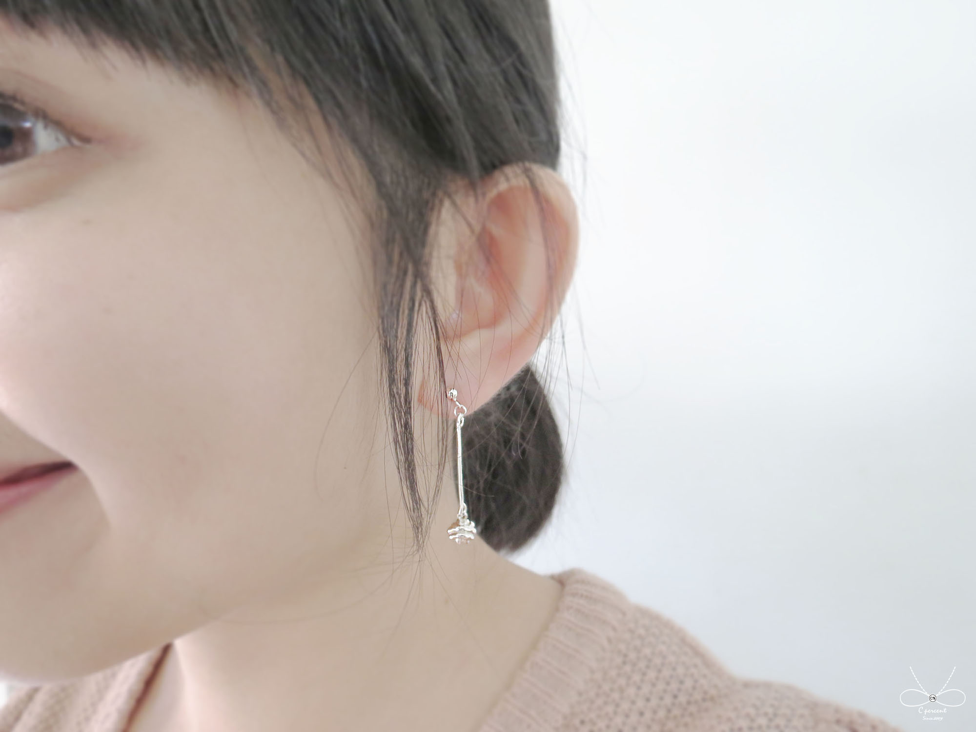 小結球 長款 | 925純銀 垂墜耳環 手工銀飾 - 飾品圖片第4張