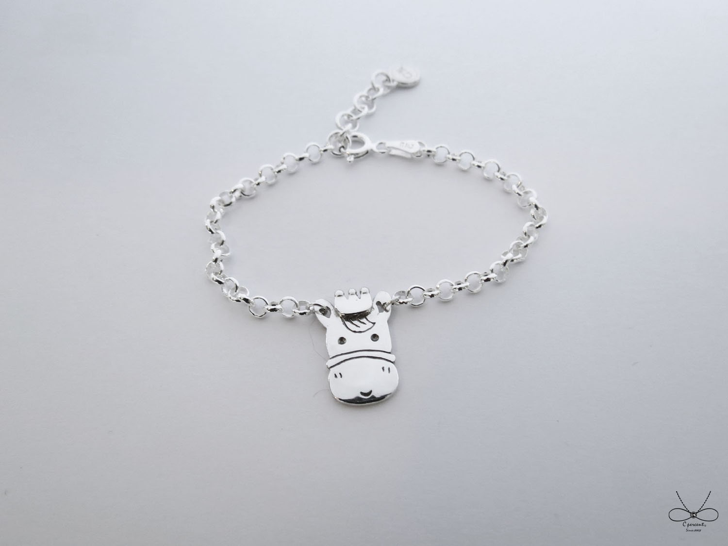 馬兒 - 小朋友手鍊 | 925純銀 寶寶週歲禮 可愛動物 手工銀飾 - 飾品圖片第2張