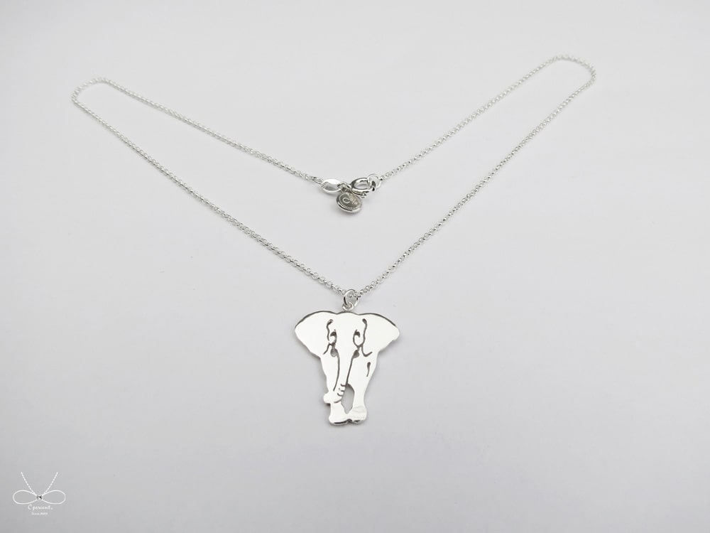 微笑大象 - 經典動物鏤空 | 純銀項鍊 女款 鎖骨鍊 細鍊 手工銀飾