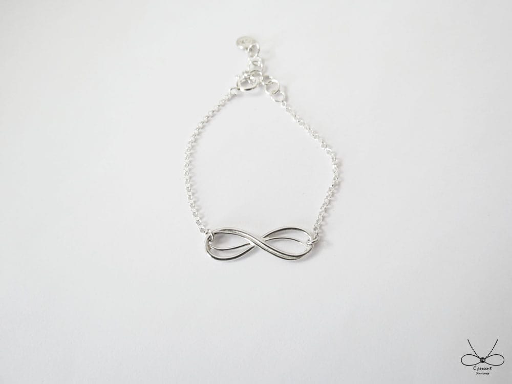 無限 | 細手鍊 925純銀 簡約 手工銀飾 情人節禮物 - 飾品圖片第3張