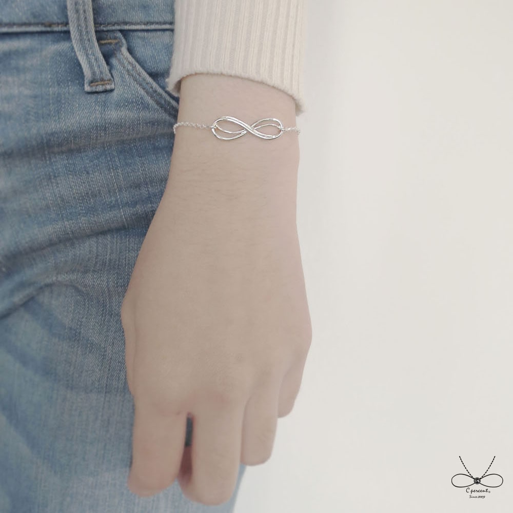 無限 | 細手鍊 925純銀 簡約 手工銀飾 情人節禮物 - 飾品圖片第5張