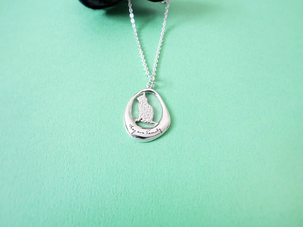 They are Family - 貓咪坐著 | 長項鍊 925純銀 可愛動物 手工銀飾  - 飾品圖片第2張