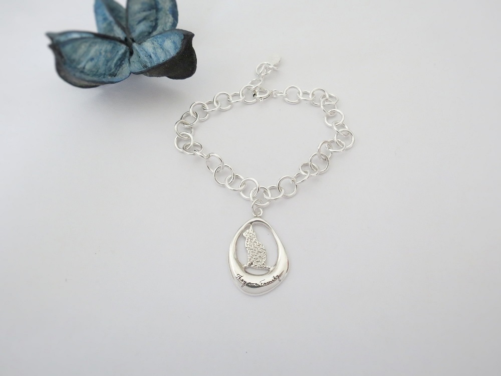 They are Family - 貓咪坐著 (純銀手鍊 動物銀飾)  - 飾品圖片第3張