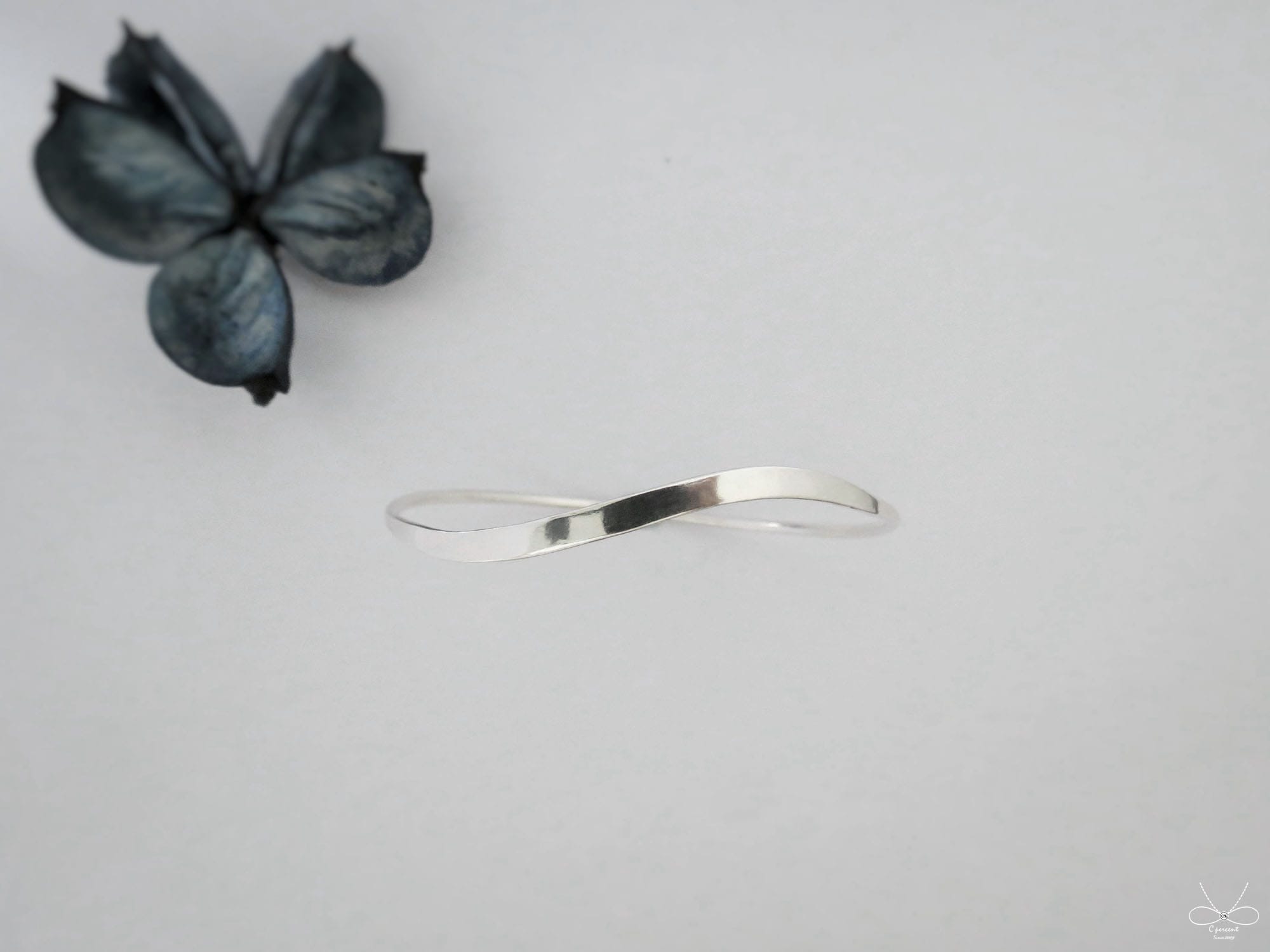 幸福曲線 | 純銀手環 女款 簡約 手工銀飾 情人節禮物 - 飾品圖片第3張