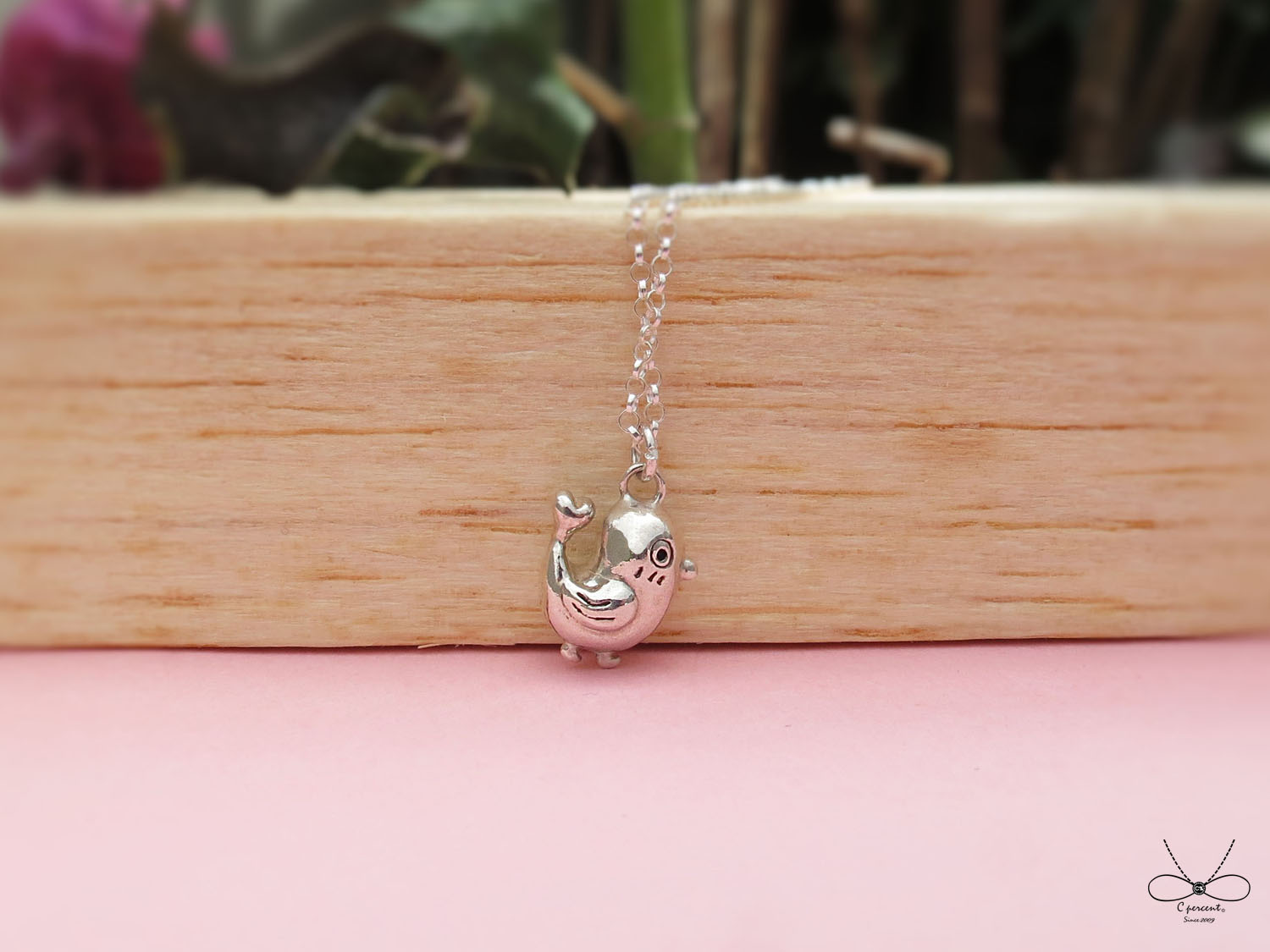 咕溜鳥 | 純銀項鍊 女款 細鍊 鎖骨鍊 立體動物 手工銀飾 - 飾品圖片第2張