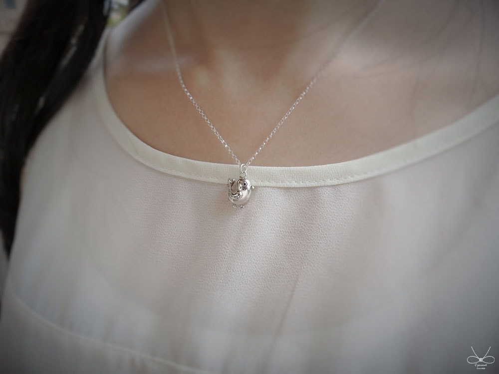 咕溜鳥 | 純銀項鍊 女款 細鍊 鎖骨鍊 立體動物 手工銀飾 - 飾品圖片第5張