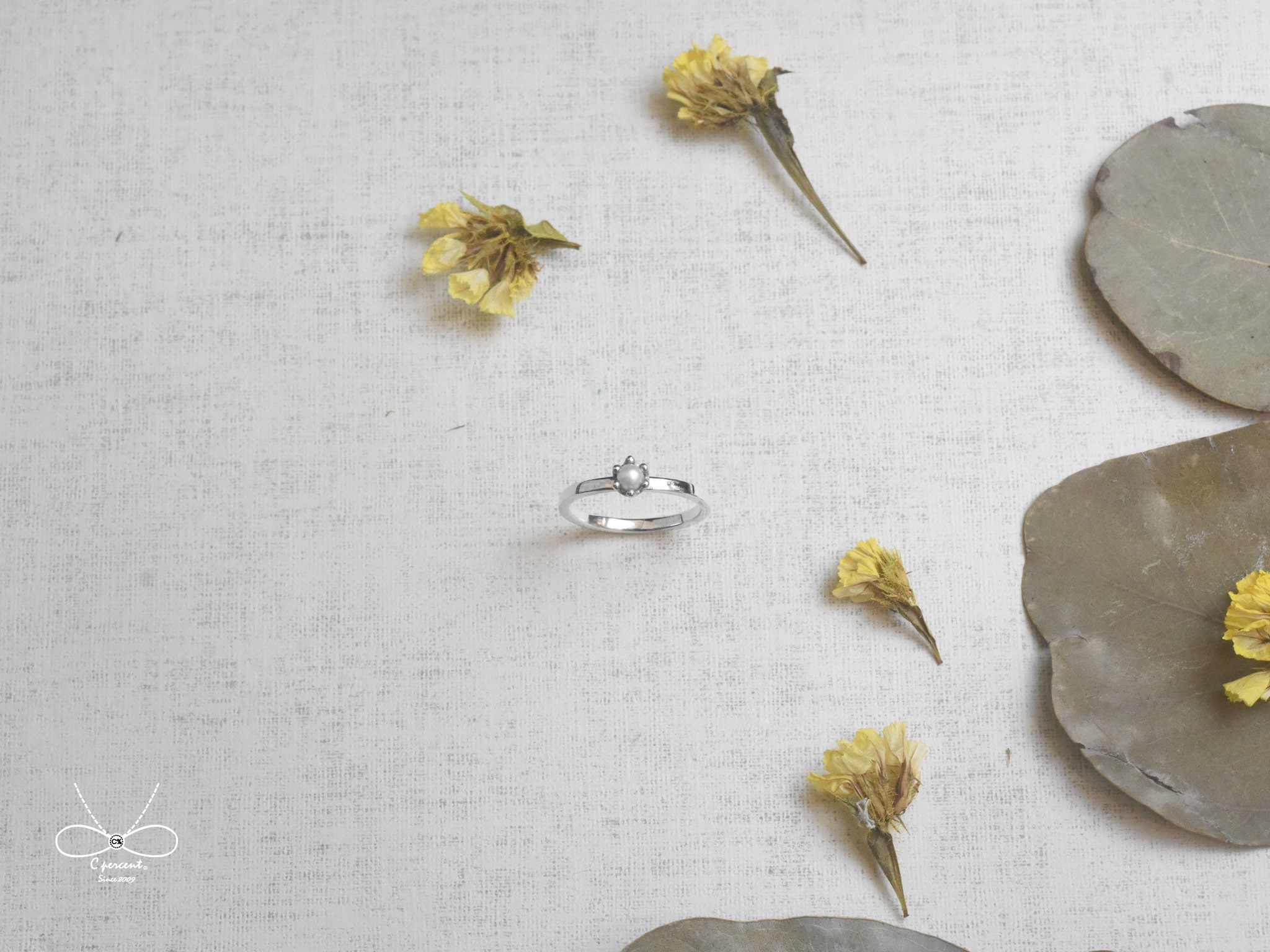 珍珠花 | 純銀戒指 女戒 氣質 手工銀飾 - 飾品圖片第3張