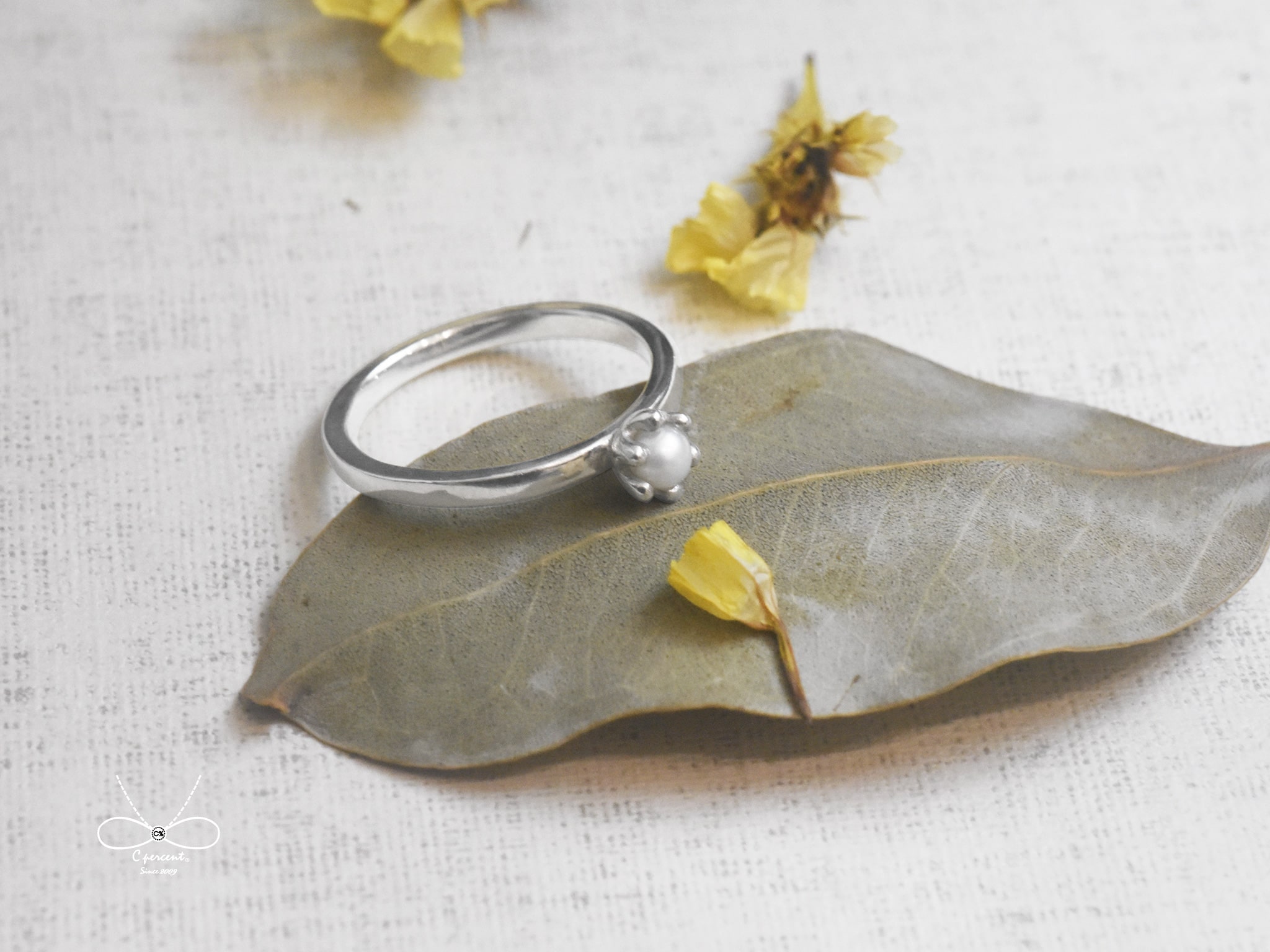 珍珠花 | 純銀戒指 女戒 氣質 手工銀飾 - 飾品圖片第4張