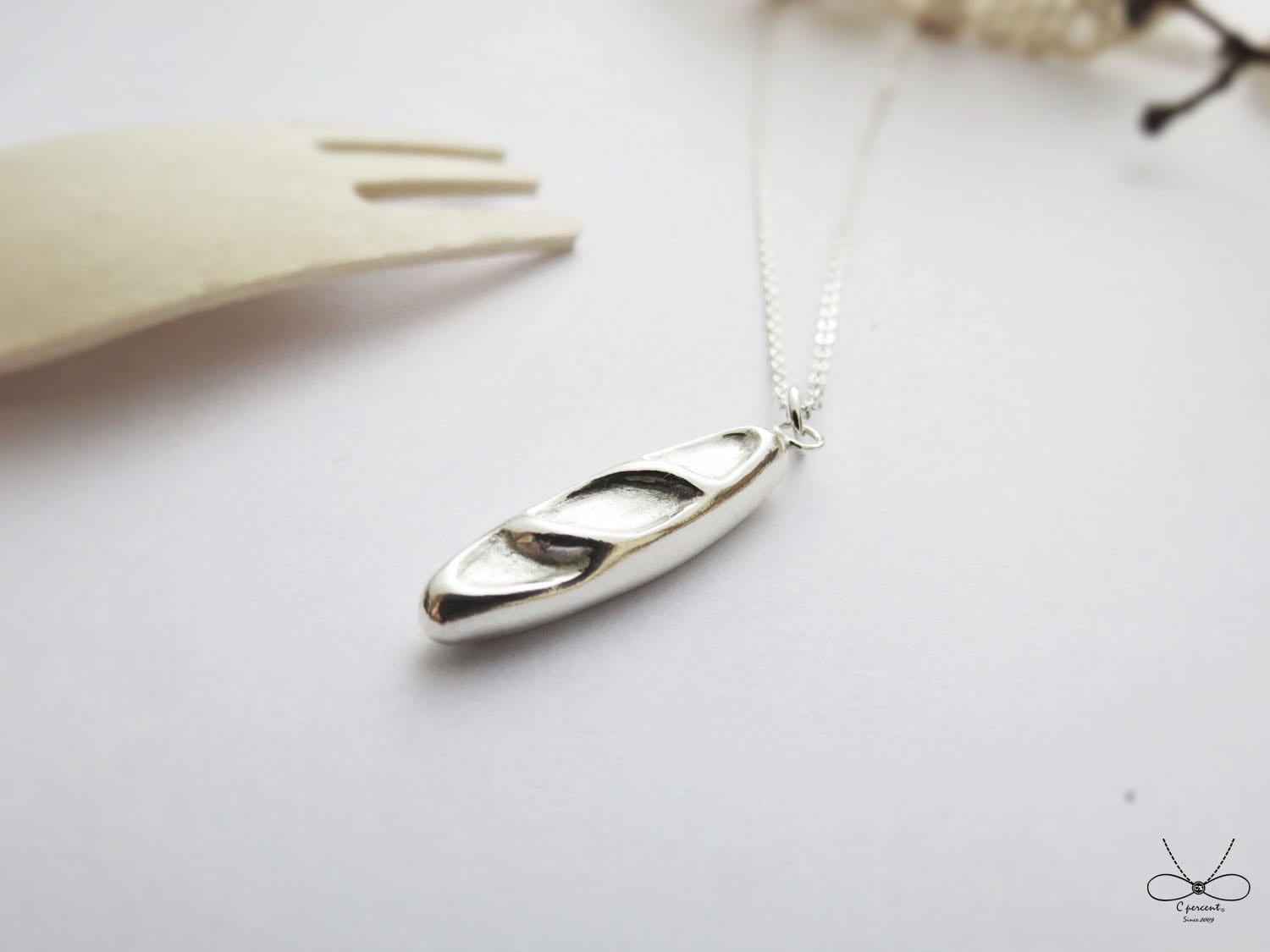 法國麵包 - 旅行去法國 | 純銀項鍊 細鍊 立體 手工銀飾 - 飾品圖片第4張