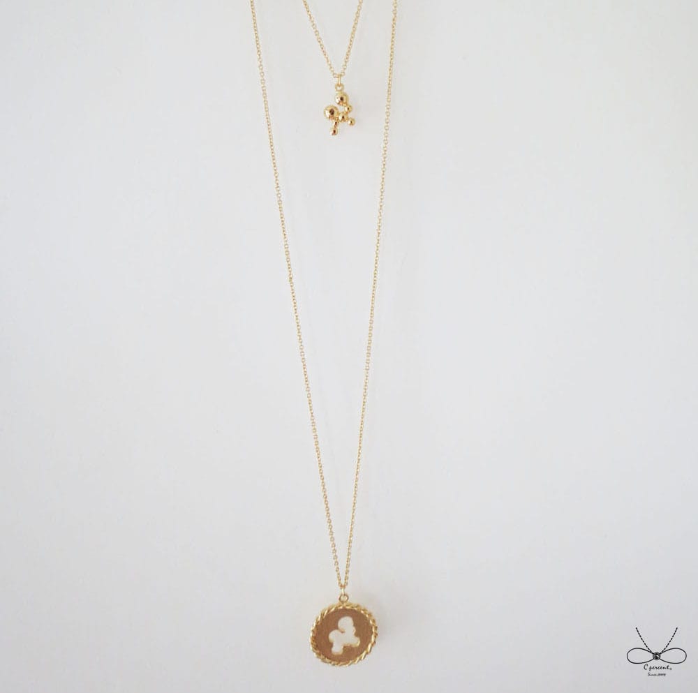 泡泡 - 美人魚公主系列 (鍍K金項鍊 雙層項鍊) - 飾品圖片第4張