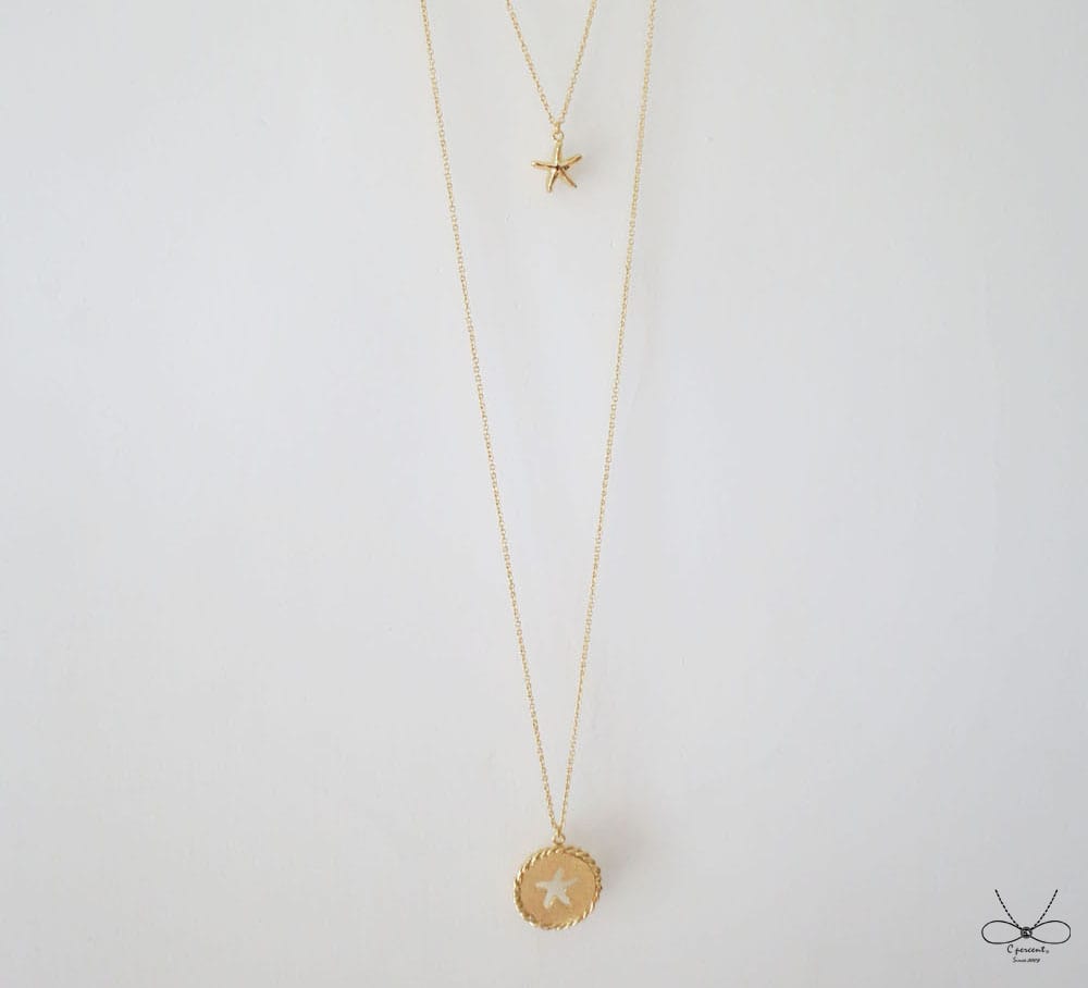 海星 - 美人魚公主系列 (鍍K金項鍊 雙層項鍊) - 飾品圖片第3張