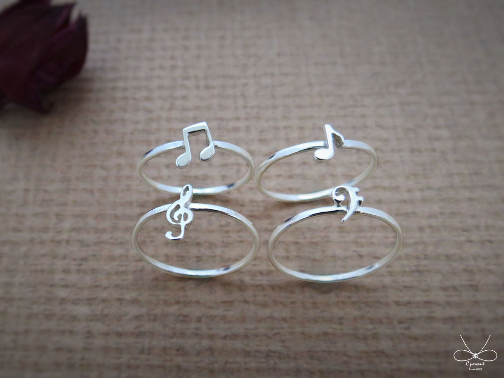 8分音符 - 音符系列 | 細圈戒 925純銀 尾戒 手工銀飾 - 飾品圖片第4張