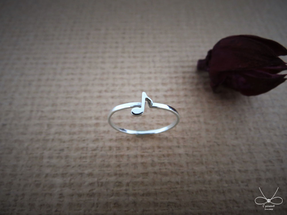 8分音符 - 音符系列 | 細圈戒 925純銀 尾戒 手工銀飾 - 飾品圖片第3張