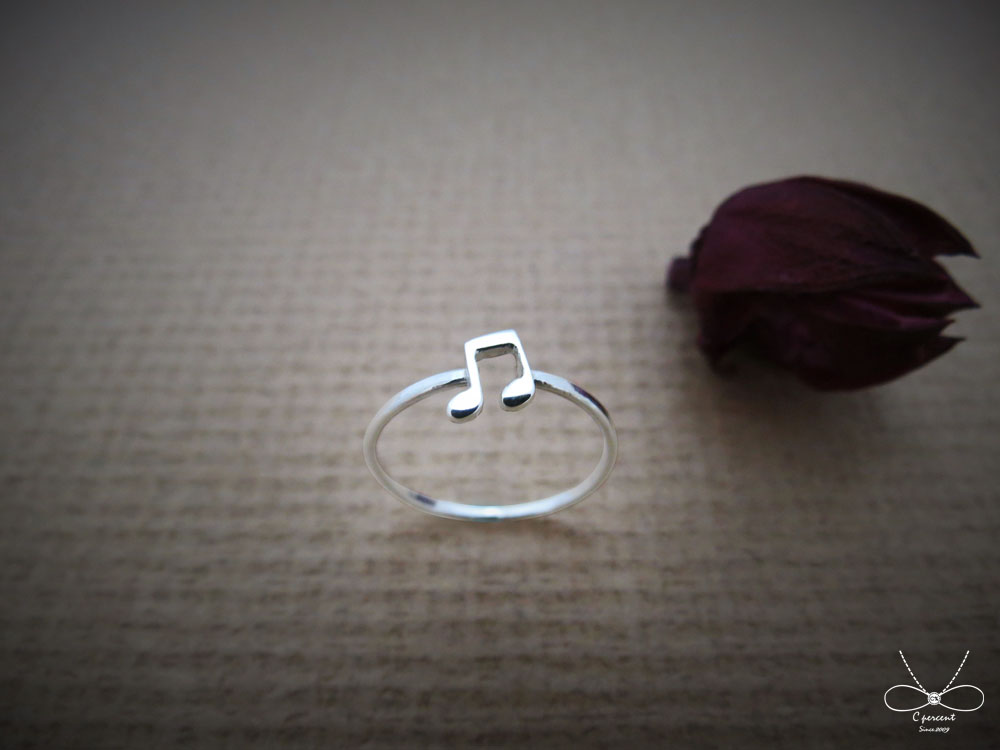 連音符 - 音符系列 | 細圈戒 925純銀 簡約 手工銀飾 - 飾品圖片第2張