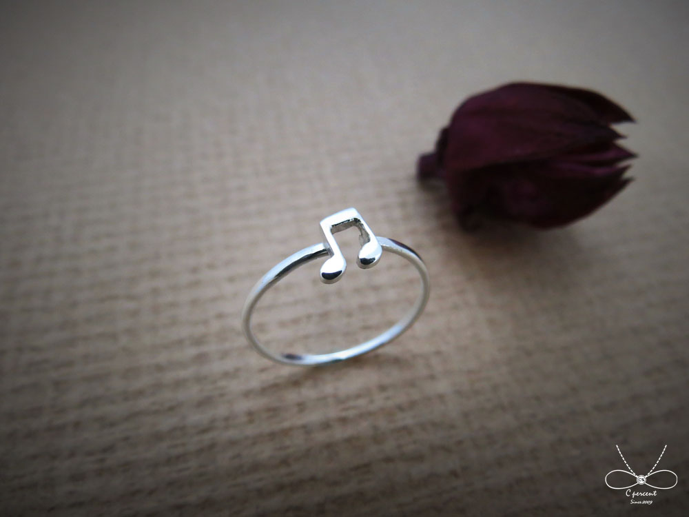 連音符 - 音符系列 | 細圈戒 925純銀 簡約 手工銀飾 - 飾品圖片第3張