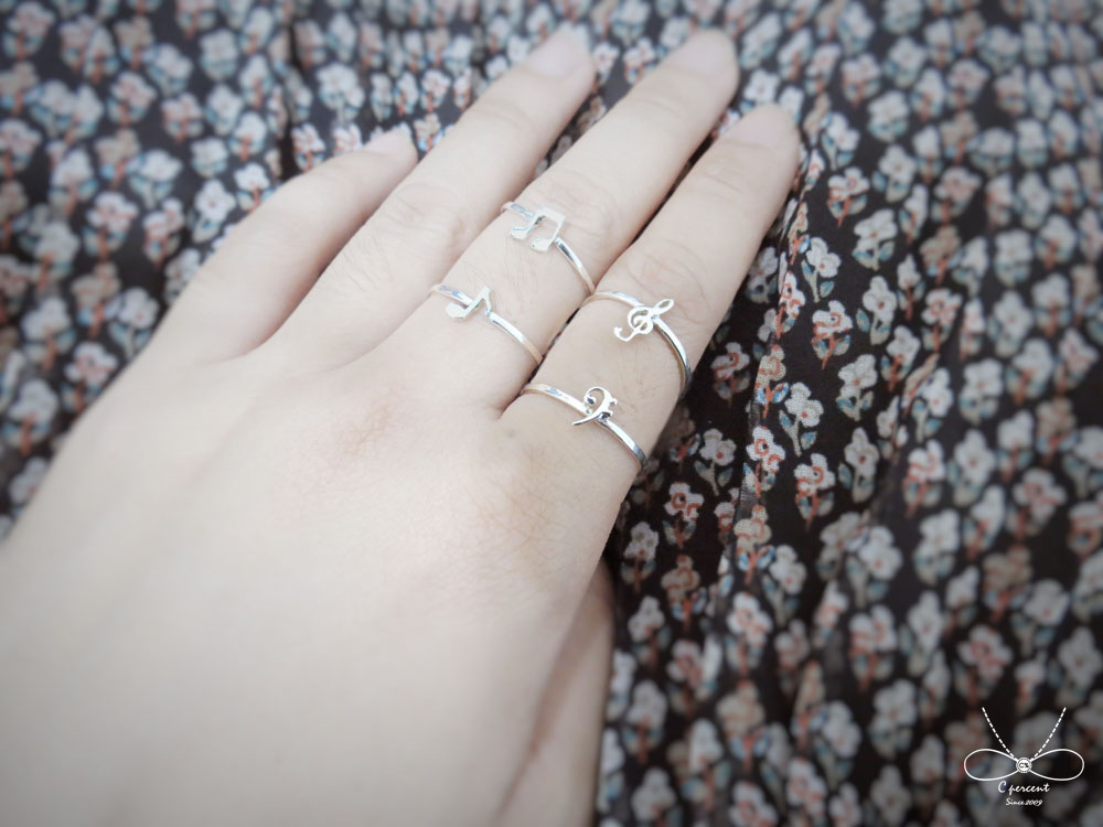 連音符 - 音符系列 | 細圈戒 925純銀 簡約 手工銀飾 - 飾品圖片第5張