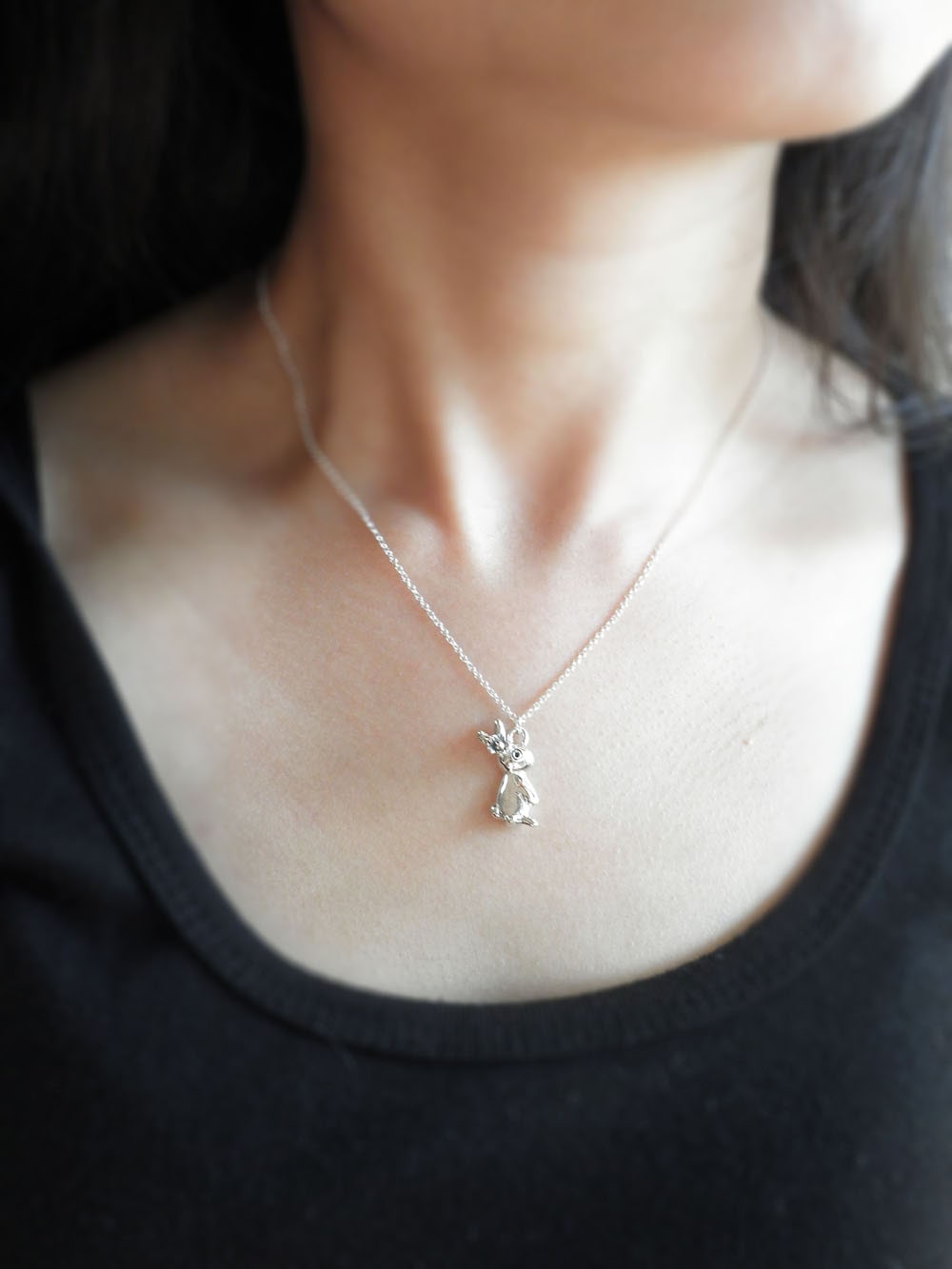 小花兔 | 細項鍊 925純銀 可愛動物 手工銀飾 情人禮物 - 飾品圖片第5張